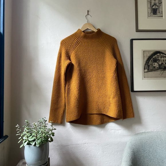 Madewell Northfield Mock Neck Chunky Funnel Knit Harvest Gold Sweater - Picture 13 of 13